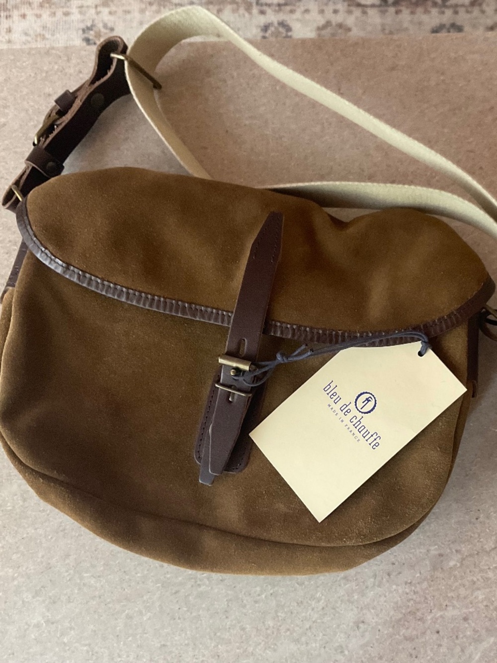 Bleu de Chauffe / TOAST Musette Bag in Tobacco suede